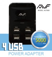 AVF ® 4 Port USB Power Adapter 5000Ma Output DC5000mA